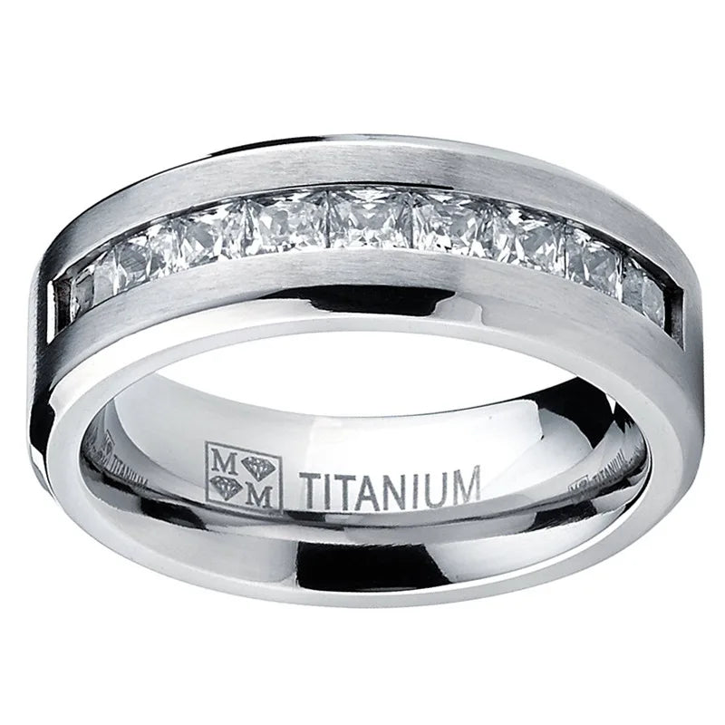 Square Cubic Zirconia Ring – Silver Plated | Men's Sizes 7–13