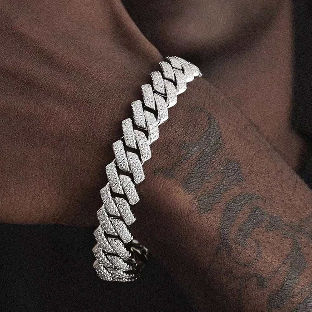 Cuban Link Chain Bracelet – Rhinestone Paved | Hip Hop Style